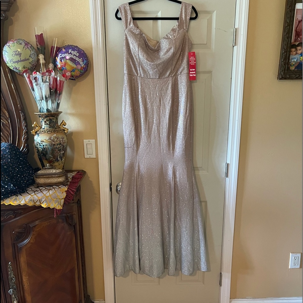 Shelyn Dazzling White Velvet Mermaid Gown with Illusion Rhinestone Neckline main image 0